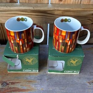 Set of 2 Reflective Art Vintage Shells Boxed Coffee Mugs Size 16oz